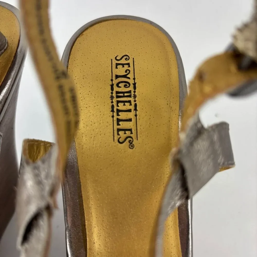 Seychelles Silver Wedge Sandals with Strappy Design